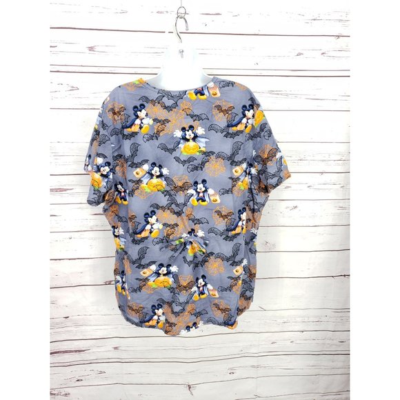 Disney Mickey Mouse Grey Halloween Scrub Top Size XL - Picture 2 of 9